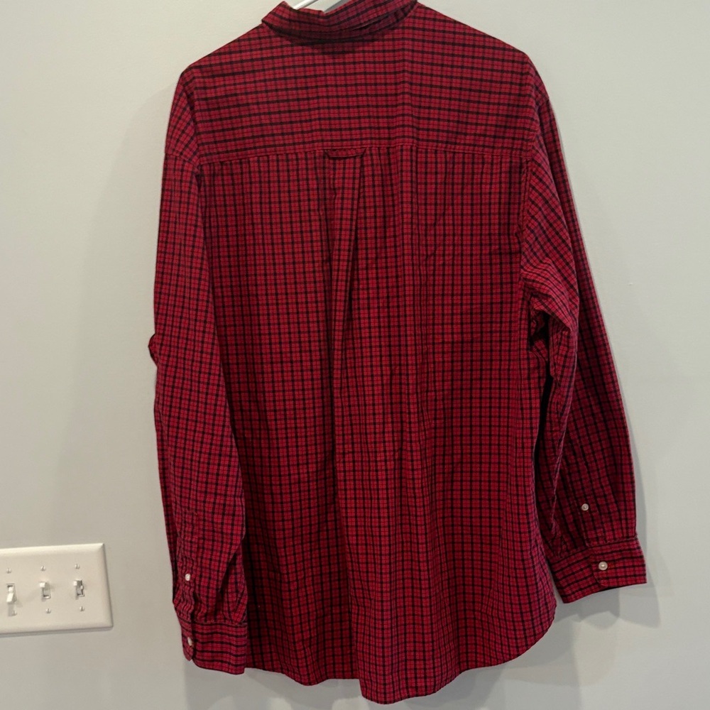 Chaps Men's Burgundy Checkered Button Down Shirt - Picture 5 of 5